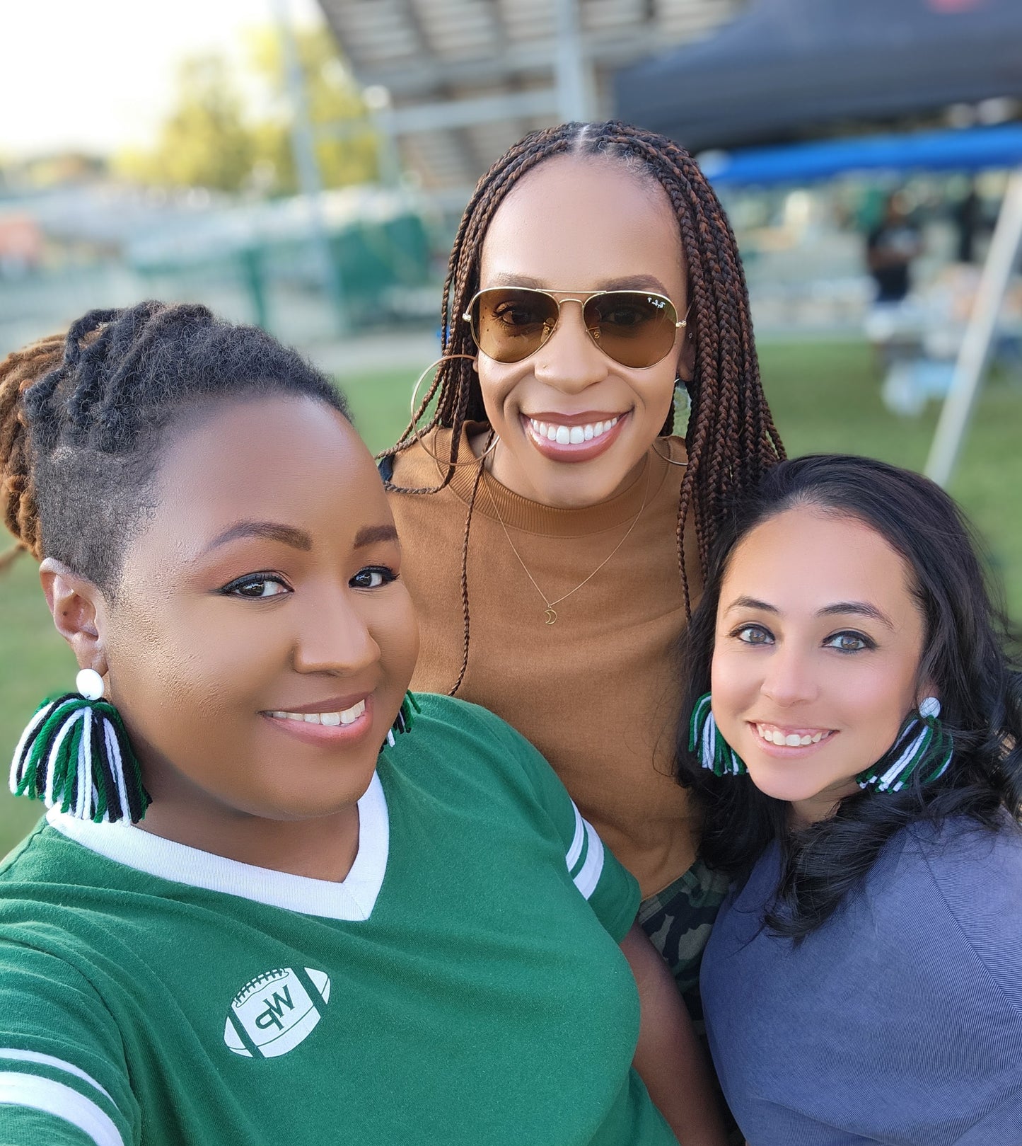 School Spirit Button Tassel Earrings