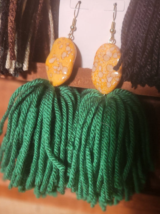Bold Beaded Tassel Earrings