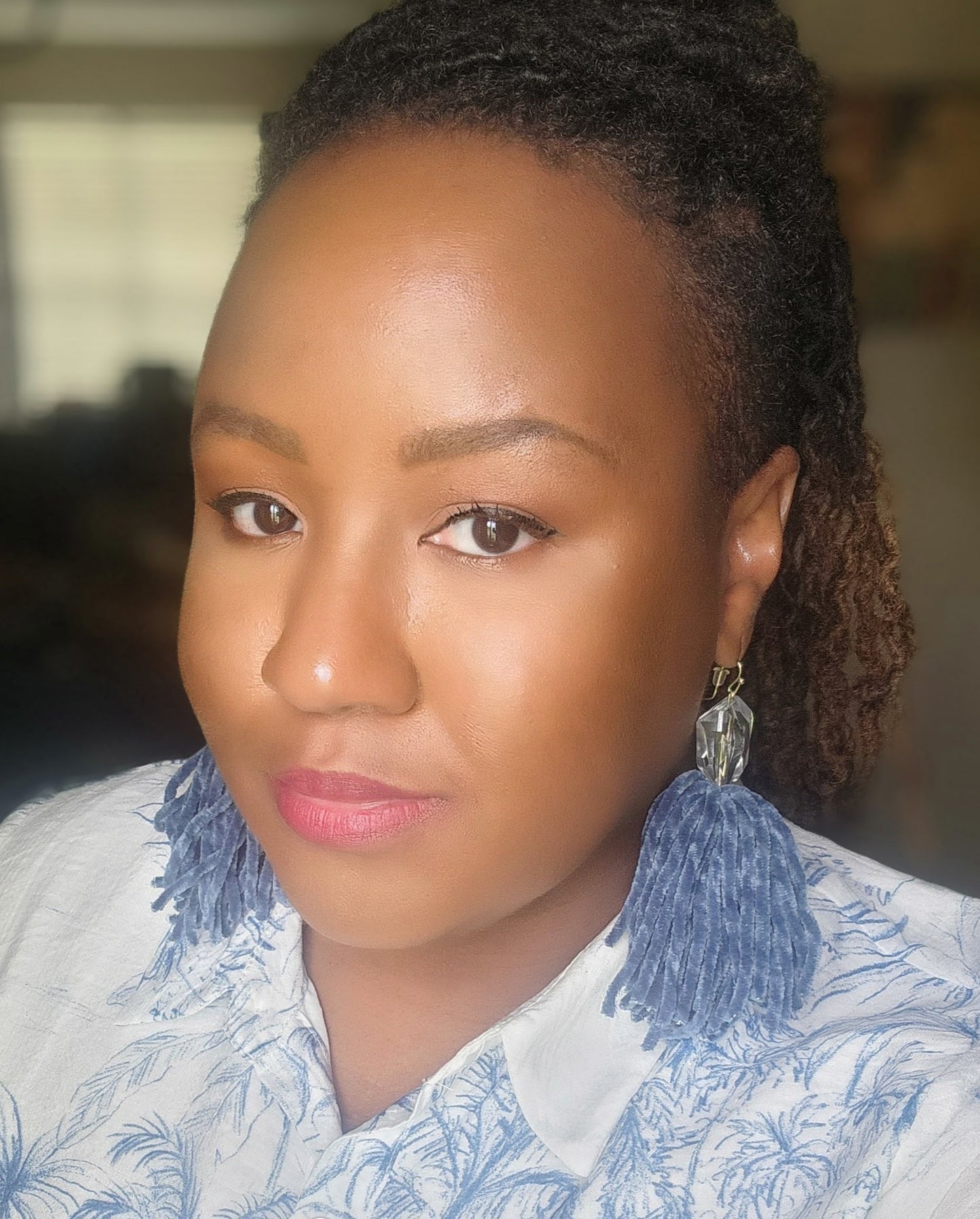 Crystal Blue Luxe Tassel Earrings