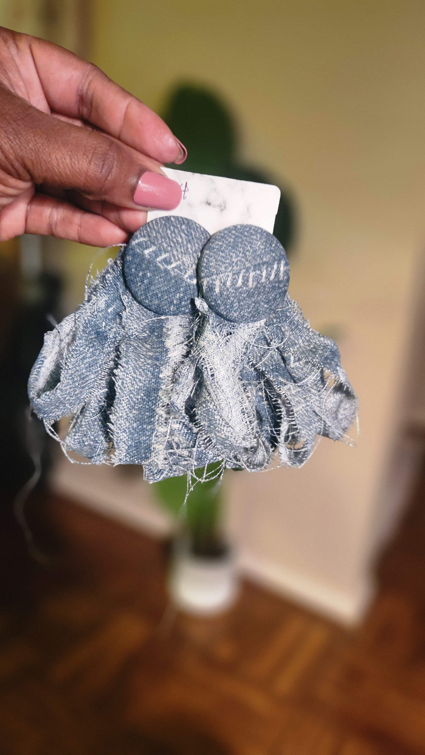 Denim Tassel Earrings