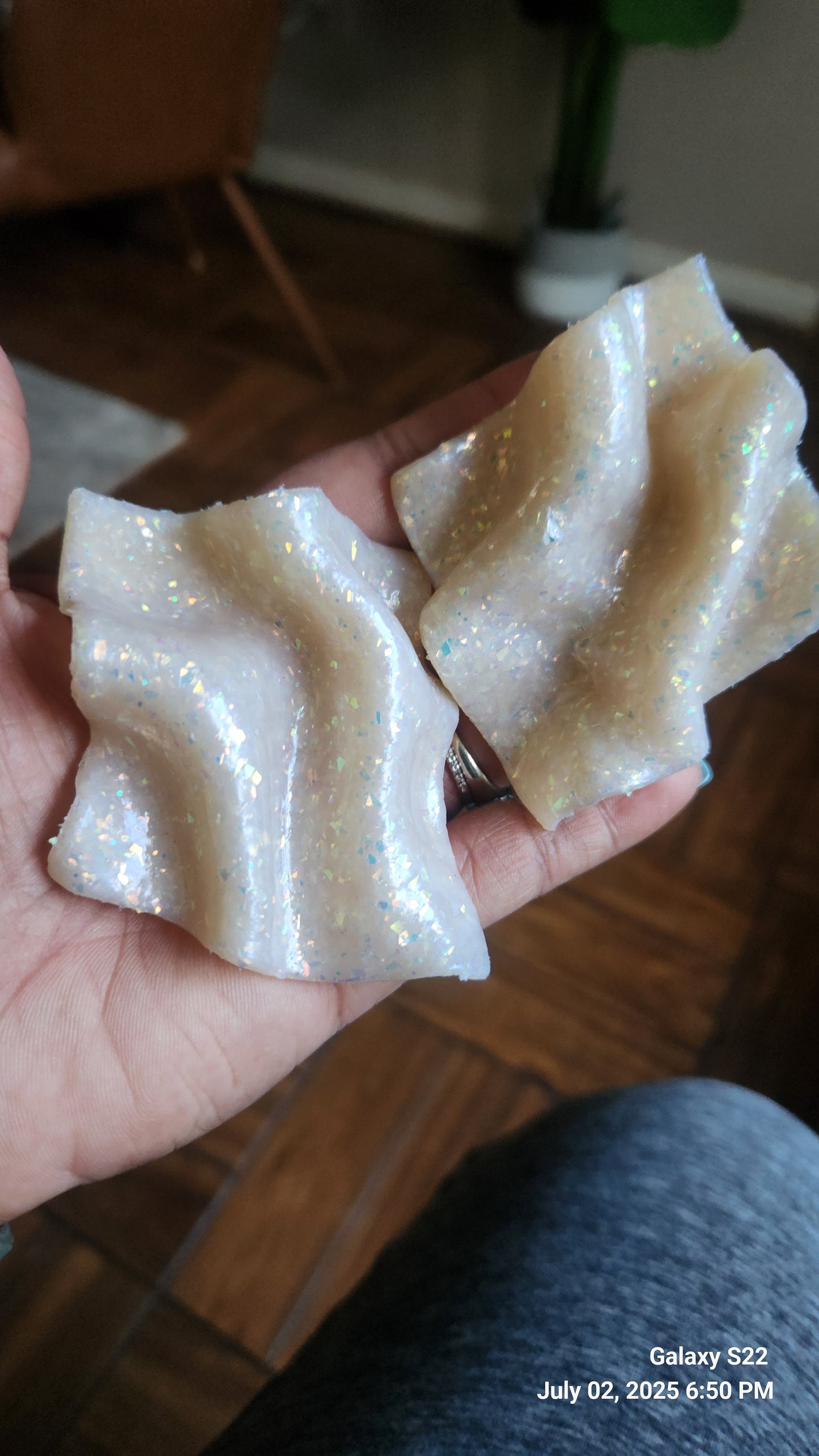 Sparkly Iridescent Sculptured Diamond Clay Statement Earrings