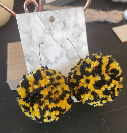 School Spirit Pom Pom Earrings