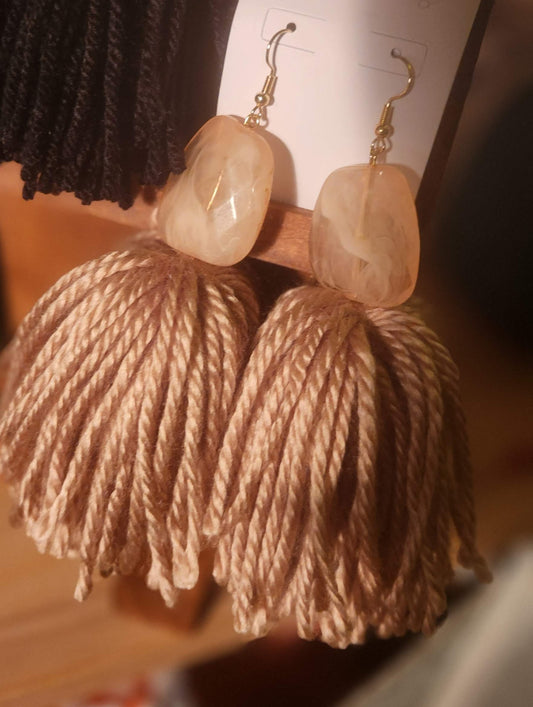 Natural Luxe Beaded Tassel Earrings