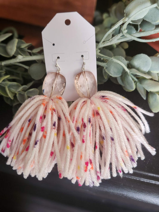 Jewel Accent Beaded Multicolor Tassel Earrings