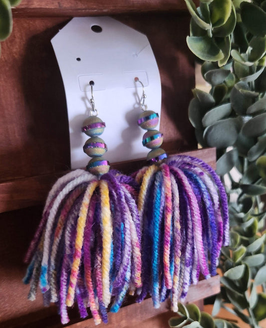 Funky Purple Tie-Dye Beads and Tassels