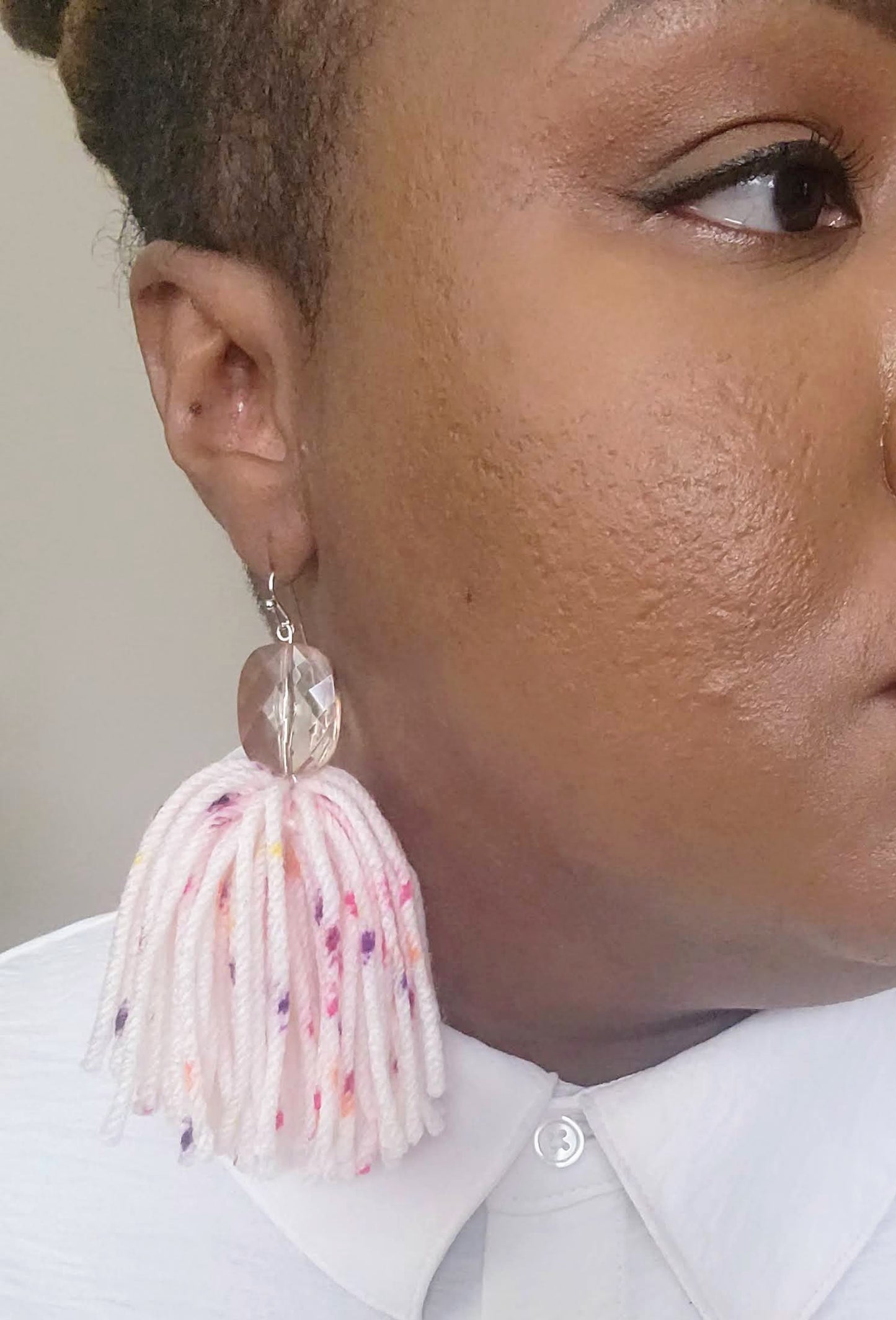 Jewel Accent Beaded Multicolor Tassel Earrings
