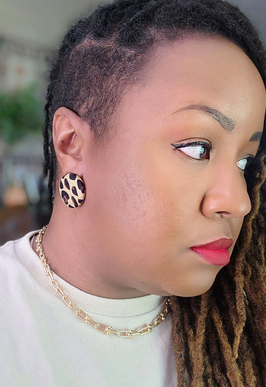 Leopard Button Earrings