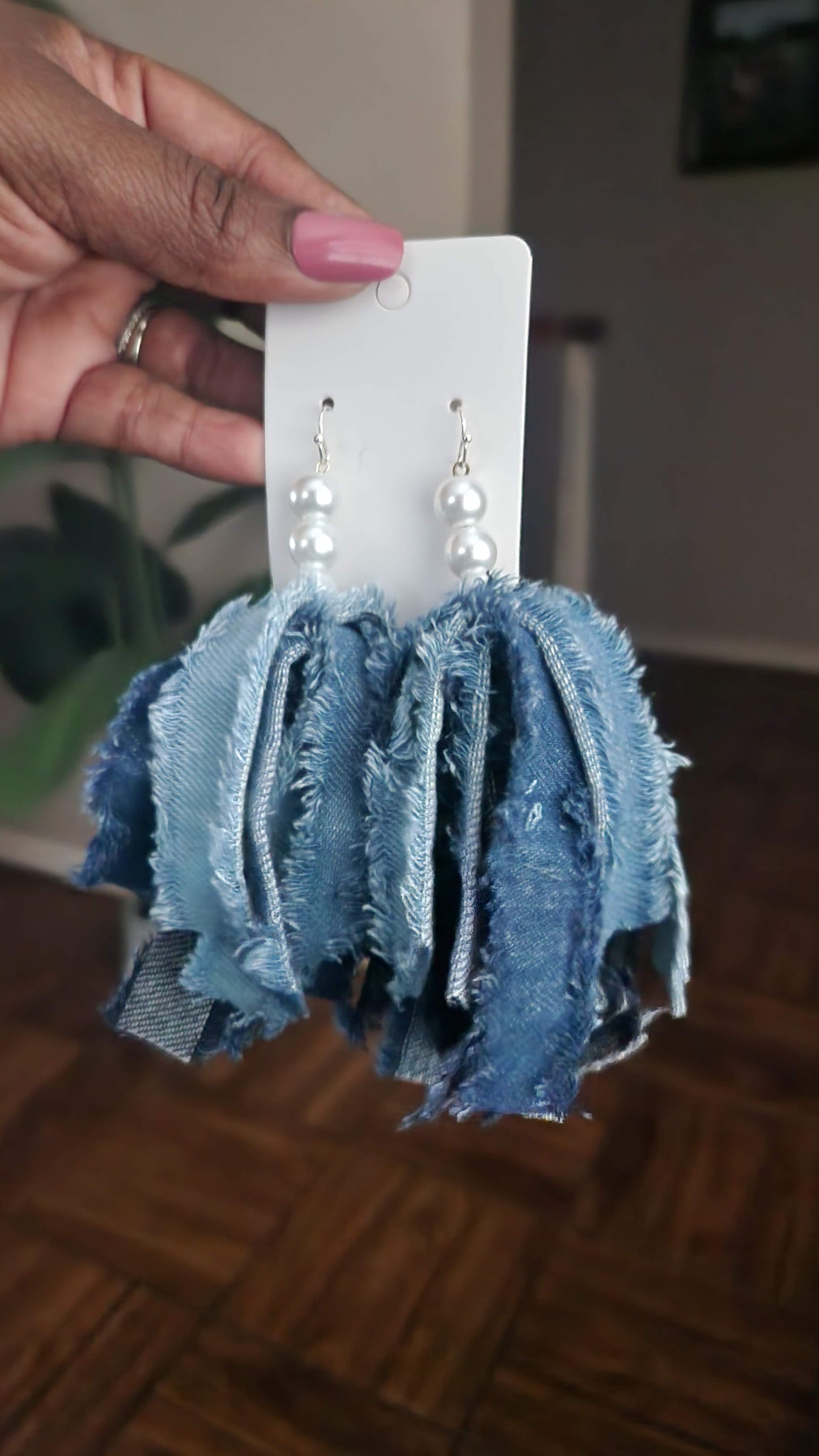 Denim and Pearl Tassels