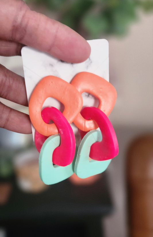 Multicolor "Link Up" Dangle Clay Earrings