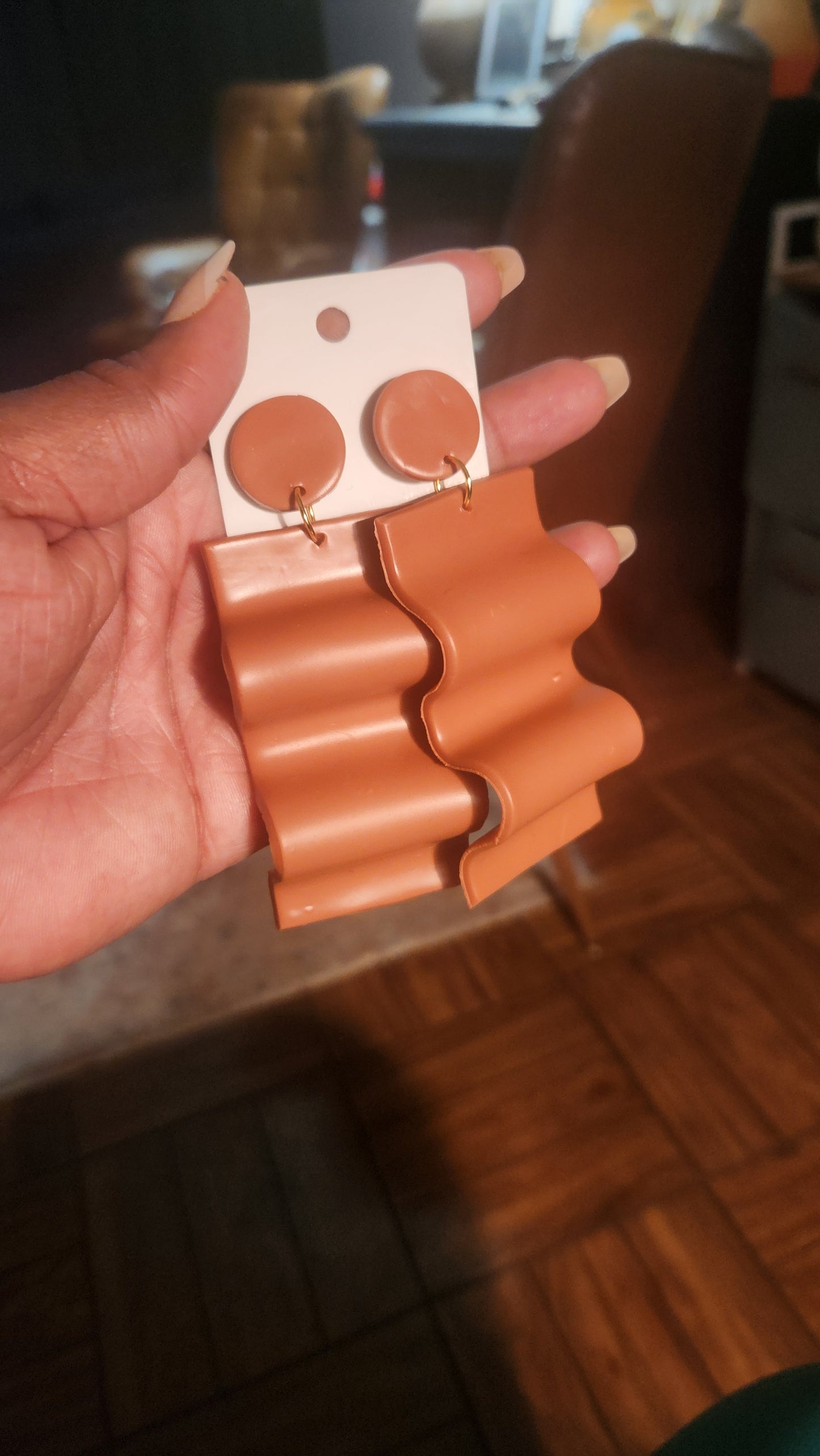 Wavy Sculptured Clay Dangle Earrings