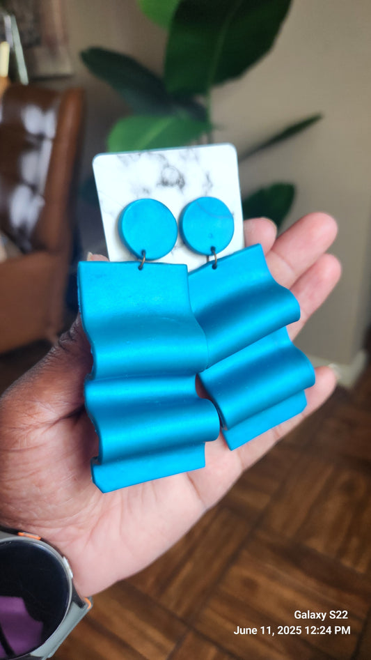 Wavy Sculptured Clay Dangle Earrings