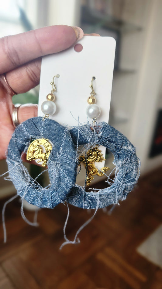 Country Girl Denim Hoops